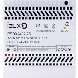 IZX-PSDX2402.75 Alimentation rail din 230v ac / 24v dc / 2,75a / 5 modules
