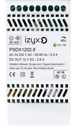 IZX-PSDX1202.8 Alimentation rail din 230v ac / 12v dc / 2,8a / 3 modules