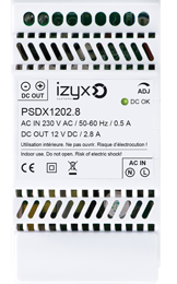 IZX-PSDX1202.8 Alimentation rail DIN 3M 230V AC / 12V DC (12-14V) / 2,8A