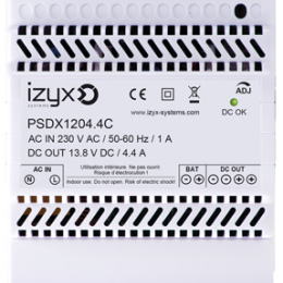 IZX-PSDX1204.4C Alimentation chargeur rail din 230v ac / 12v dc / 4.4a / 5 modules