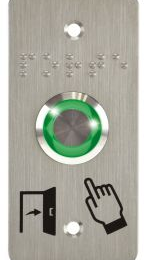 IZX-SS19G12CP101 Bouton poussoir acier inox d=19mm Halo vert 12V AC/DC Contact NO+NC (C) + SSP101