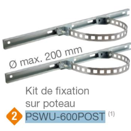 IZX-PSWU-600POST Kit de fixation poteau (diam. max. 200 mm) pour PSW et PSWB (Larg. max 600 mm)