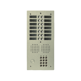 EVI-UHRCL2014/CH Platine aluminium HAUT-RISQUE audio 14 appels 2 rangées avec clavier Anodisée CHAMPAGNE