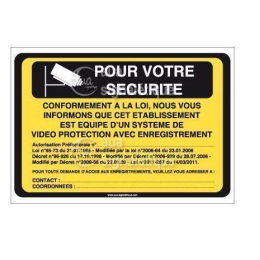 ADE-3902-AP-V-150 Panneau Pour votre Sécurité, Vidéo Protection  150x105 mm Vinyl adhésif