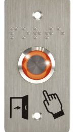 IZX-SS19O12WP101 Bouton poussoir acier inox d=19mm Halo orange 12V AC/DC Contact NO+NC (F)+SSP101