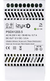 IZX-PSDX1203.5 Alimentation rail din 230v ac / 12v dc / 3.5a / 3 modules
