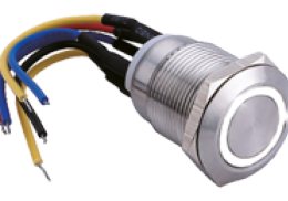 IZX-SS19W12W Bouton poussoir acier inox diam. 19 mm Halo blanc 12V AC/DC Contact NO+NC (F)