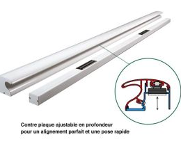 GRO-GRS332155 Poignée bandeau ventouses avec contre plaque ajustable DAS L=2500 2V 300 12/24/48 AUTO 9005