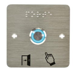 IZX-SS19B12CP201 Bouton poussoir acier inox d=19mm Halo bleu 12V AC/DC Contact NO+NC (C) + SSP201