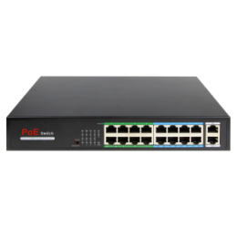 SFI-SW1816POE-160-E Switch POE 16 ports RJ45 + 2 RJ45 Uplink - 16x 10/100Mbps + 2x 10/100/1000Mbps