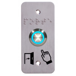 IZX-SS19B12P101 Bouton poussoir acier inox d=19mm Halo bleu 12V AC/DC Contact NO+NC (V) + SSP101