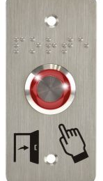 IZX-SS19R12WP101 Bouton poussoir acier inox d=19 mm Halo rouge 12V AC/DC Contact NO+NC (F)+SSP101