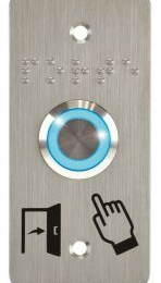 IZX-SS19B12WP101 Bouton poussoir acier inox d=19mm Halo bleu 12V AC/DC Contact NO+NC (F) + SSP101