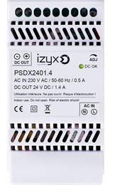 IZX-PSDX2401.4 Alimentation rail din 230v ac / 24v dc / 1,4a / 3 modules