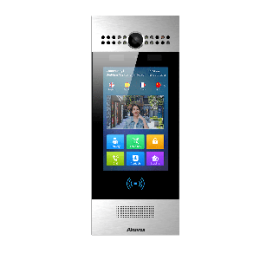 AKU-R29S-BIM Interphone vidéo Android SIP avec boucle malentendant, reconnaissance faciale et écran 7'' 1080p. Caméra 3MP Grand angle 120° Boitier aluminium. Prévoir boitier montage.
