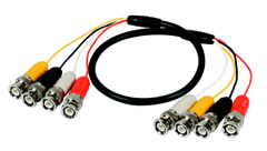 VIS-BNC4-45 Câble préparé multiple de 1 m de longueur avec connecteurs mâles BNC aux extrémités 4 jonctions coaxiales
