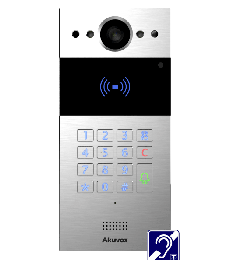 AKU-R20K-S-BIM Interphone vidéo SIP avec clavier et lecteur de carte RF. Boucle magnétique. Caméra 2MP Grand angle 120°  Anti-vandale. Version saillie. Prévoir boitier de montage pour encastré.