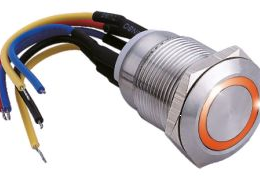 IZX-SS19O12W Bouton poussoir acier inox d=19 mm Halo orange 12V AC/DC Contact NO+NC (F)