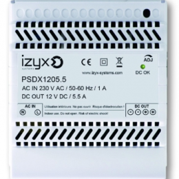 IZX-PSDX1205.5 Alimentation rail din 230v ac / 12v dc / 5.5a / 5 modules
