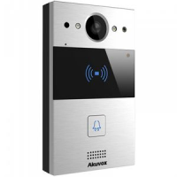 Interphone vidéo 2 fils compact SIP avec 1 bouton dappel. Aussi doté dune caméra 3 MP grand angle 120° anti-vandale.