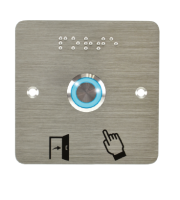 Bouton poussoir acier inox d=19mm Halo bleu 12V AC/DC Contact NO+NC (F) + SSP201