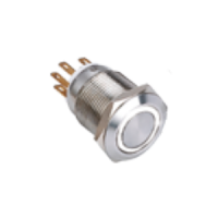 Bouton poussoir acier inox diam. 19 mm Halo blanc 12V AC/DC Contact NO+NC (C)