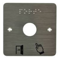 Plaque acier inoxydable 80 x 80 mm / percage d=19 mm braille porte + picto