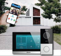 Pack villa wifi intégrant un portier vidéo E12W avec caméra 2MP, un moniteur SIP Android wifi C315W,  2 alimentations 12V, 4 badges et un accès à l'espace Smartplus Cloud pour gérer les accès aux 4 utilisateurs . 4 accès à l'App i