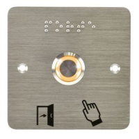 Bouton poussoir acier inox d=19 mm Halo jaune 12V AC/DC Contact NO+NC (F)+SSP201