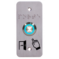 Bouton poussoir acier inox d=19mm Halo bleu 12V AC/DC Contact NO+NC (V) + SSP101