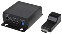 Déport HDMI sur 50m avec une extrémité de taille réduite télé-alimentée (alimentation uniquement coté émetteur)Câble de liaison de type réseau informatique en UTP ou FTP, CAT5E ou CAT6