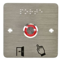 Bouton poussoir acier inox d=19 mm Halo rouge 12V AC/DC Contact NO+NC (V)+SSP201