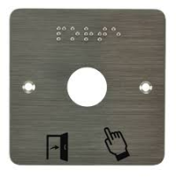 Plaque acier inoxydable 80 x 80 mm perçage diam. 19 mm braille PORTE + Picto
