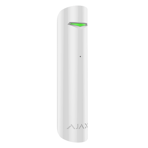 Ajax - Détecteur de bris de verre - Certificat de grade 2 - Bidirectionnel - Sans fil 868 MHz Jeweller - Antenne interne espace libre 1000 m - Angle de détection 180º - Indicateur de détection de bris de vitre - Accepte entrée de capteur filaire -