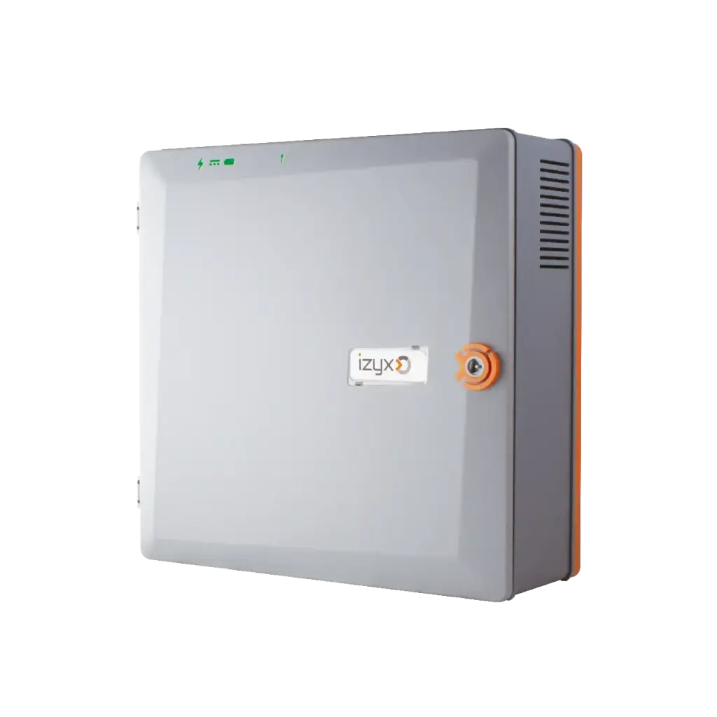 Alimentation chargeur (secourue) en coffret ABS RSX 230V AC / 12V DC (13,8V) / 5A - 271 x 265 x 103 mm, contact d'autoprotection, voyants d'état face avant, protection fusible en entrée et sortie