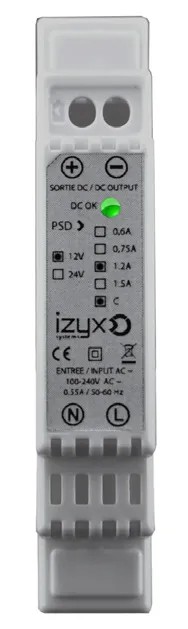 Alimentation PSDX rail DIN 1M 230V AC / 24V DC / 0.75A, triple protection en sortie (court-circuit / surcharge / surtension)