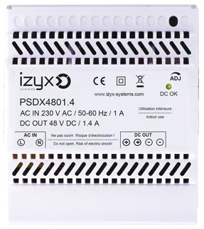 Alimentation PSDX rail DIN 5M 230V AC / 48V DC (48-56V) / 1,4A, triple protection en sortie (court-circuit / surcharge / surtension)