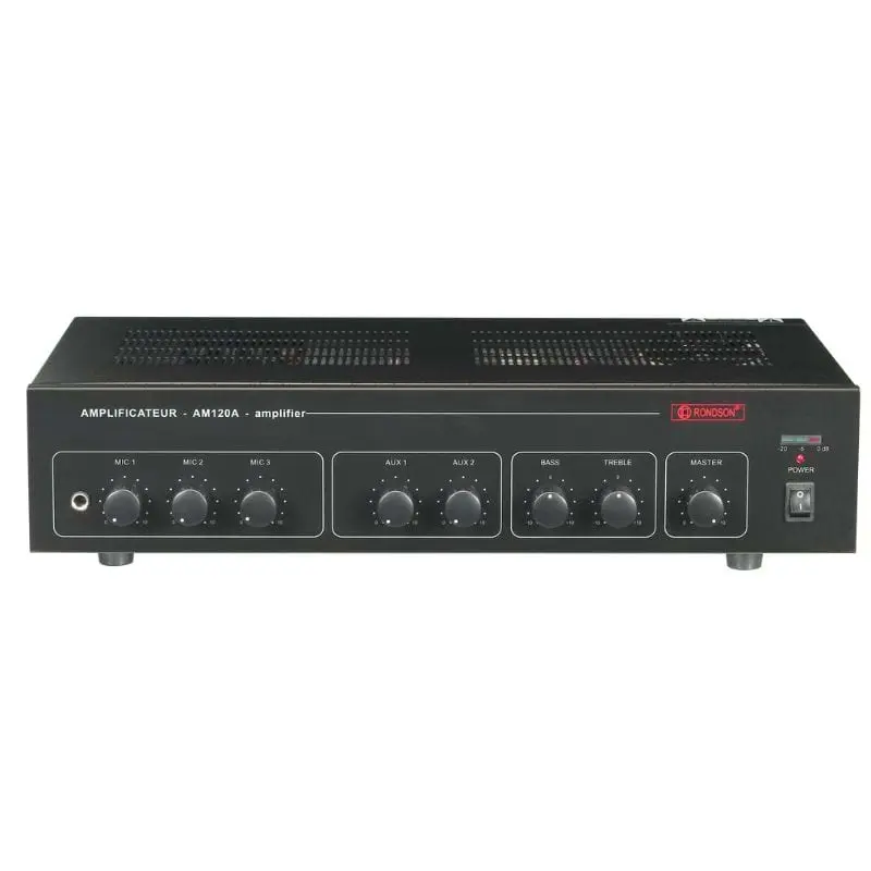 Ampli-préampli 120 Watts - 6 entrées - carillon - 8 Ohms - ligne 25V/70V/100V - 220V-240V/24V