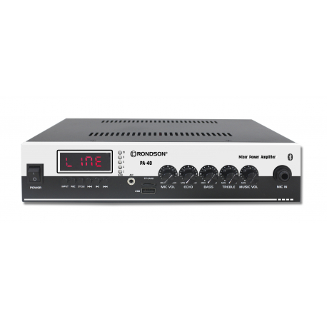 Amplificateur 40W avec lecteur MP3, Bluetooth et USB en 100V et 4ohms