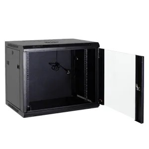 Armoire rack pour mur - Jusqu'à 6U rack de 19 - Jusqu'à 60 Kg de charge - avec ventilation et passage de câble - Ventilateur inclus - Réglette de 6 des prises incluse