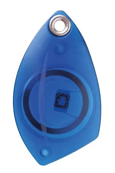 Badge porte clef RFID KFTS bleu translucide NXP MIFARE Classic S50 1K 13,56MHz 