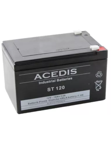 Batterie 12V 14Ah 151x98x95 Technologie AGM à récombinaison de gaz AGM-VRLA batteries Bac en ABS - Flamme retard FR-V0 / UL94-V0