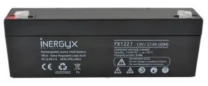Batterie rechargeable VRLA INERGYX, 12V / 2,1 Ah - Bac FR UL94 V-0 - 178 x 35 x 61/67 mm - Bornes FASTON F1 - 4,75 x 0,8 mm
