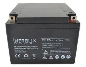 Batterie rechargeable VRLA INERGYX, 12V / 24 Ah - Bac FR UL94 V-0 - 165 x 177 x 126 mm - Bornes Ø6 mm pour vis et boulon