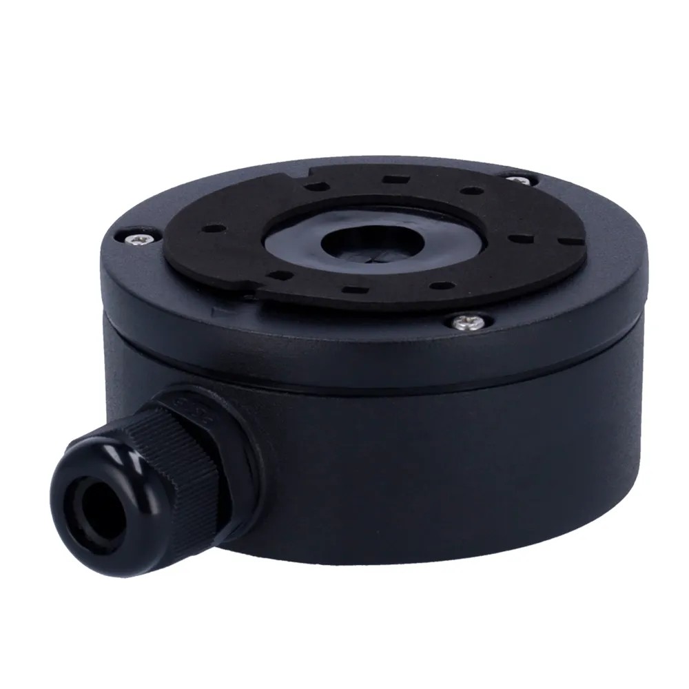 Boite de connexions - Pour caméras dome ou bullet Installation dans un plafond ou un mur Convient pour une utilisation en extérieur Couleur noire Passage de câble