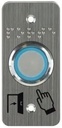 Bouton poussoir SS25PMR, acier inox, Ø 25 mm, Halo bleu/vert, buzzer et Relais temporisé + Plaque acier inox SSP125, 39,5 x 84,5 mm, perçage Ø 25 mm, pictogrammes "Porte + doigt" et "PORTE" en braille