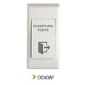 Bouton poussoir ABS, étroit, pour pose en applique, 86 x 43 x 22/19mm, 1 contact inverseur CO/NO/NF, picto et texte OUVERTURE PORTE