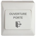 Bouton poussoir ABS, pour pose en applique, 86 x 86 x 38/44 mm, 1 contact inverseur CO/NO/NF, picto et texte OUVERTURE PORTE