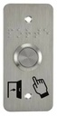 Bouton poussoir SS19 acier inox Ø 19 mm, Contact NO+NC, raccordement par fils (précablé) +  Plaque acier inox SSP101, 39,5 x 84,5 mm, perçage Ø 19 mm, pictogrammes "Porte + doigt" et "PORTE" en braille
