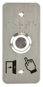 Bouton poussoir SS19, acier inox, Ø 19 mm, Halo blanc, 12V AC/DC, Contact NO+NC, raccordement par bornes à vis +  Plaque acier inox SSP101, 39,5 x 84,5 mm, perçage Ø 19 mm, pictogrammes "Porte + doigt" et "PORTE" en braille